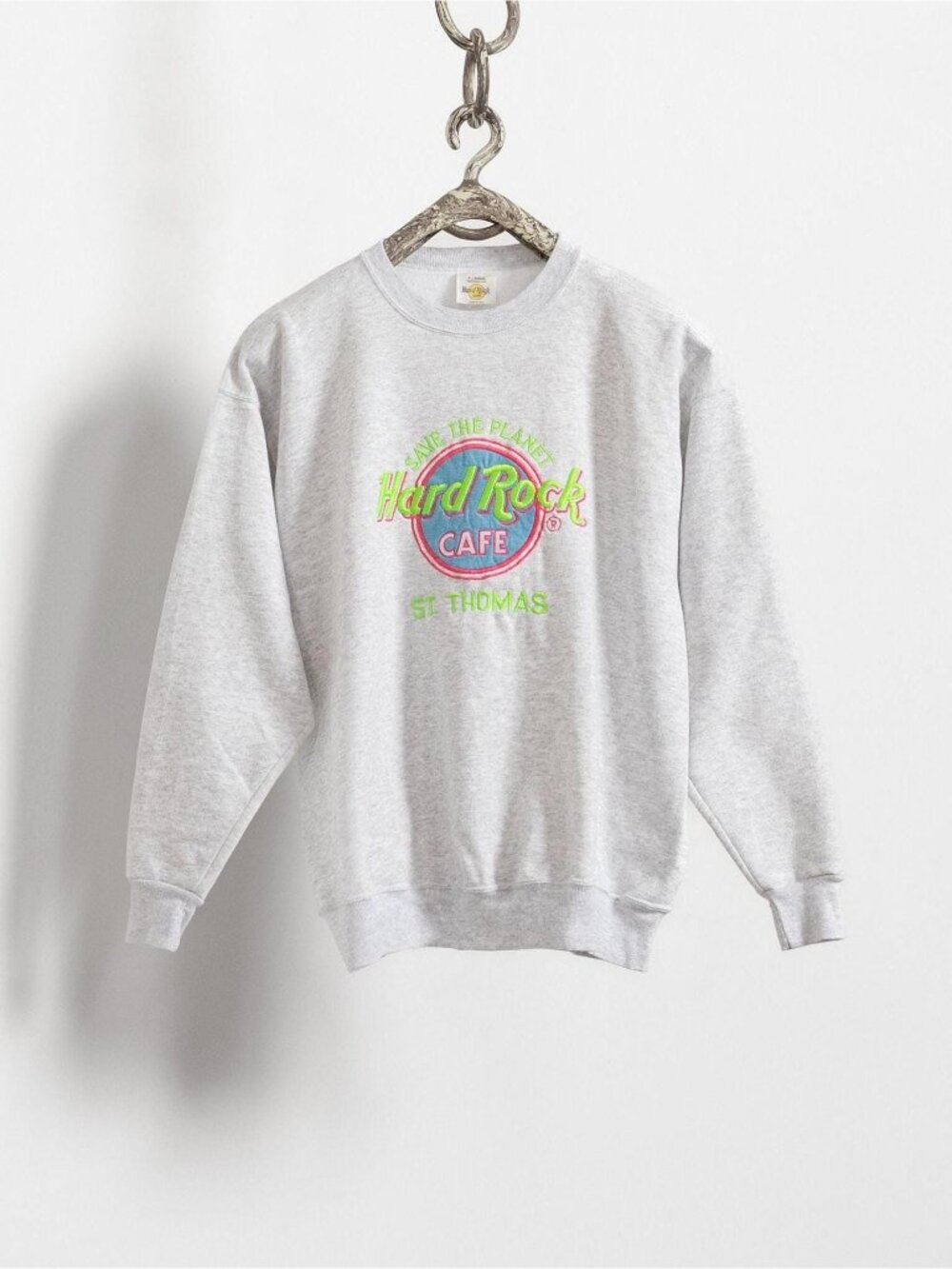 Vintage 90s Hard Rock Cafe Sweatshirt: Embroidered Oversized Pullover